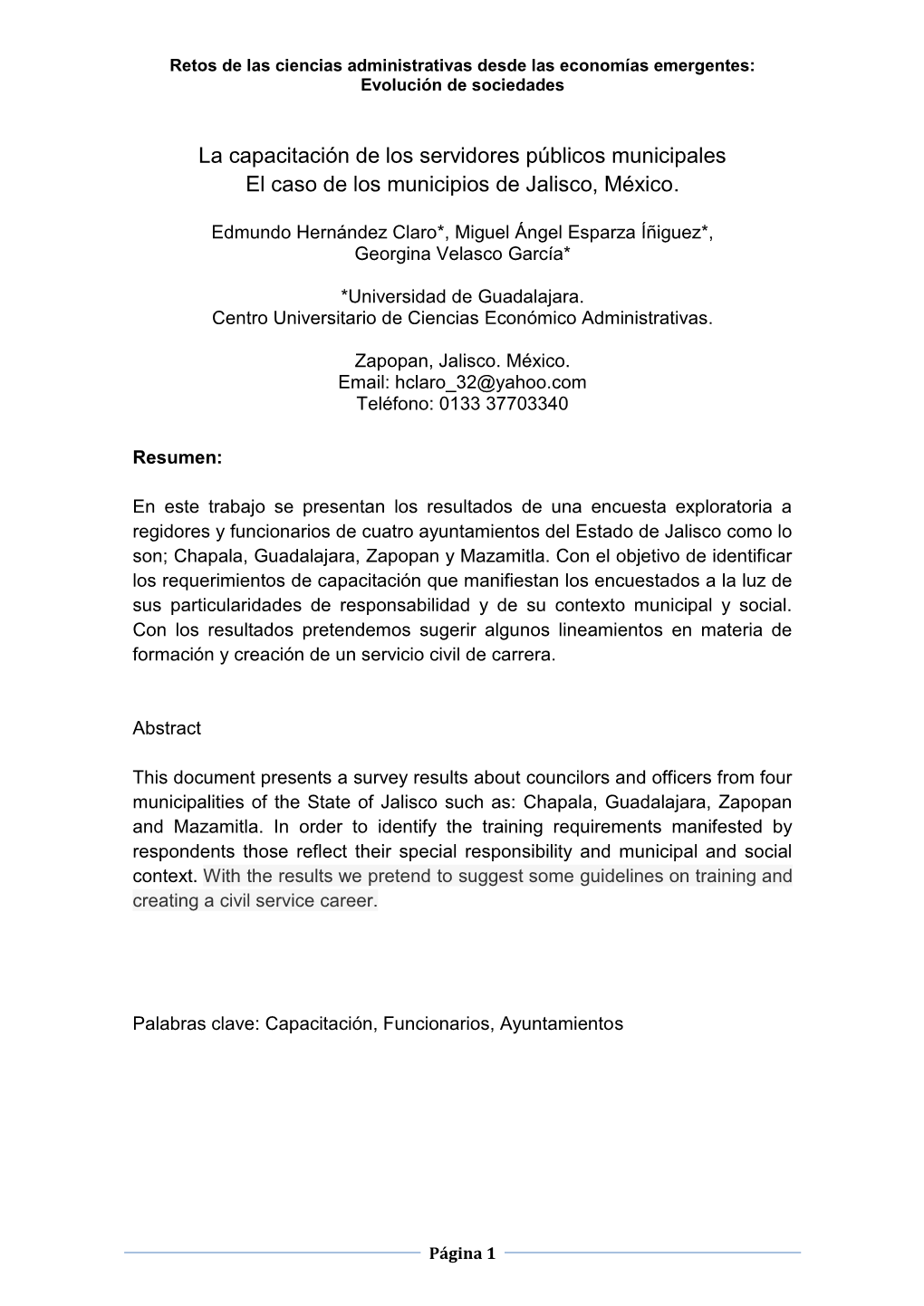 La Capacitación De Los Servidores Públicos Municipales El Caso De Los Municipios De Jalisco, México