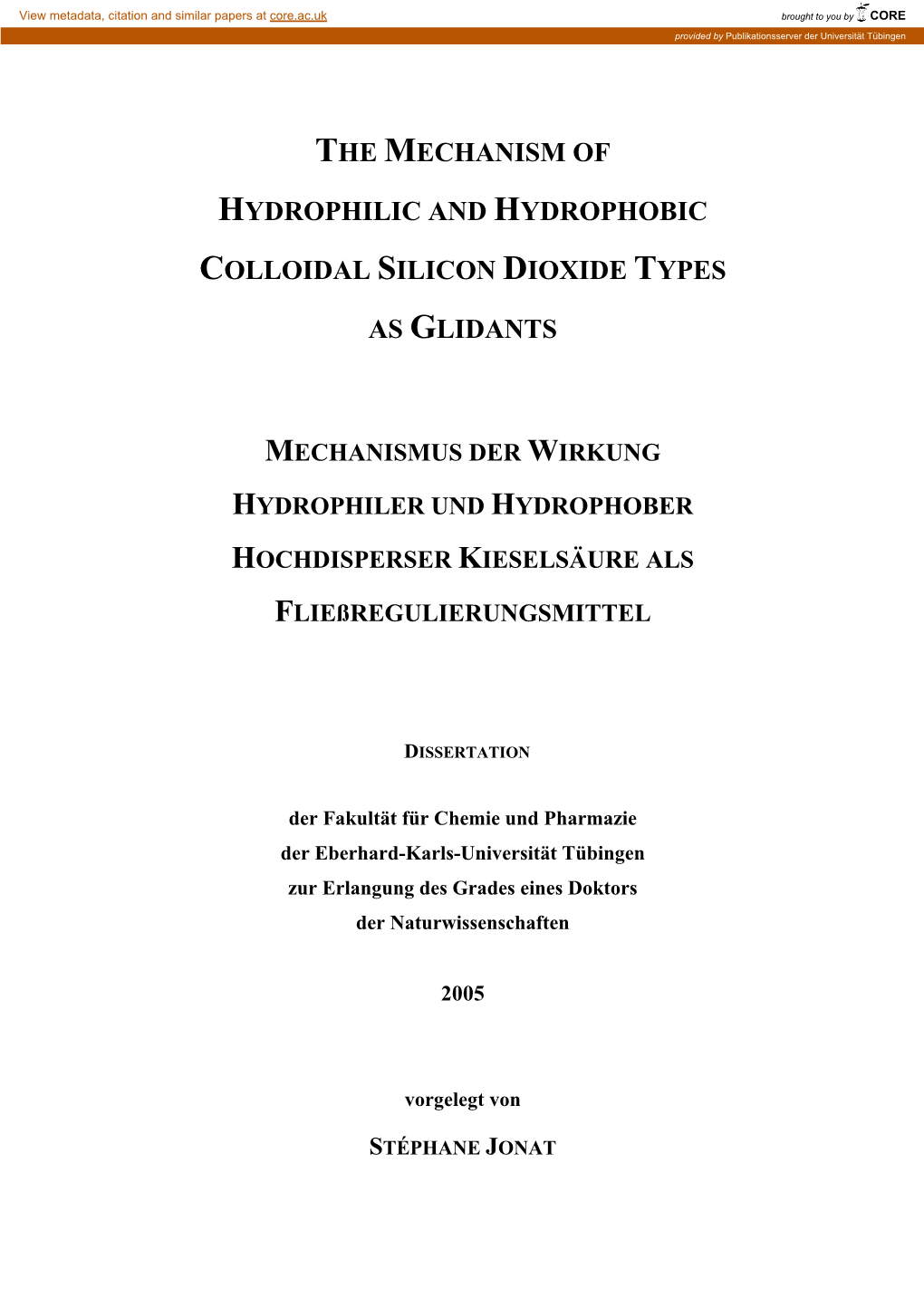 The Mechanism of Hydrophilic and Hydrophobic Colloidal