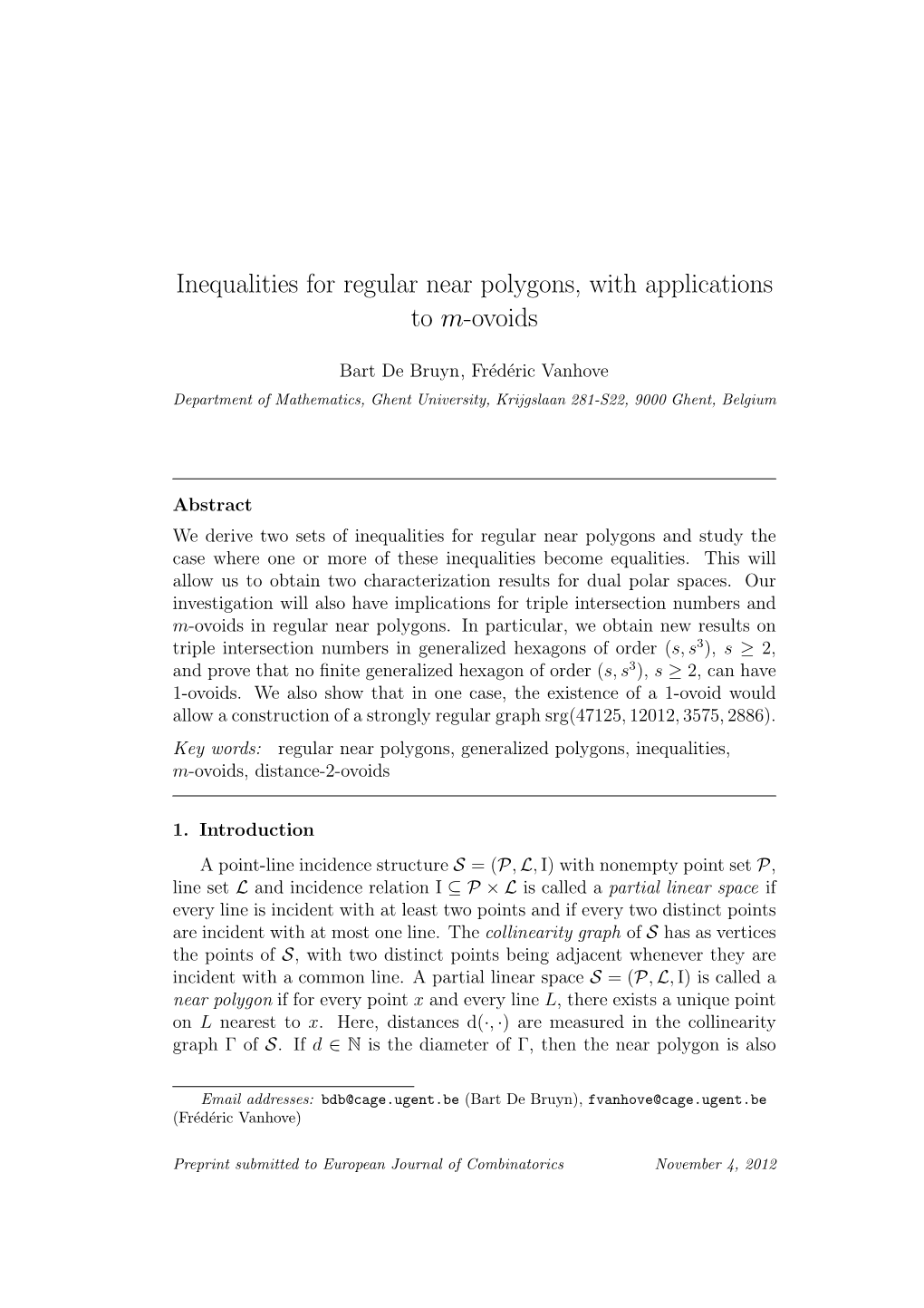 Inequalities for Regular Near Polygons, with Applications to M-Ovoids