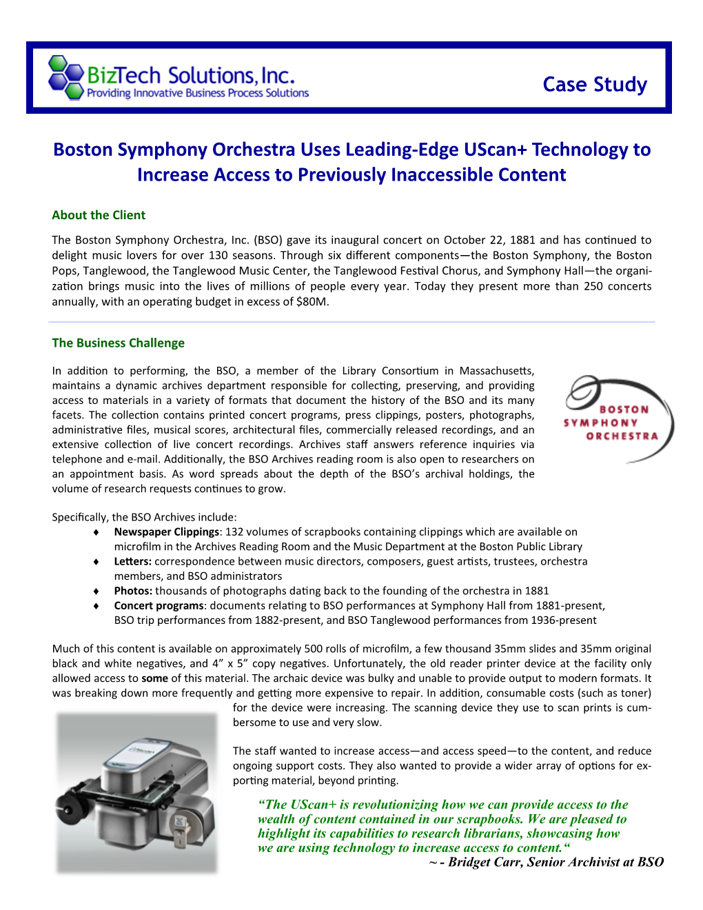 Boston Symphony Orchestra Uses Leading-Edge Uscan+ Technology to Increase Access to Previously Inaccessible Content