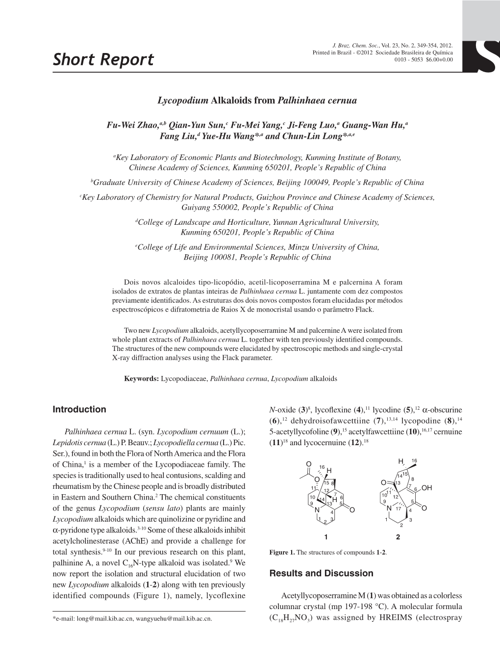 Lycopodium Alkaloids from Palhinhaea Cernua