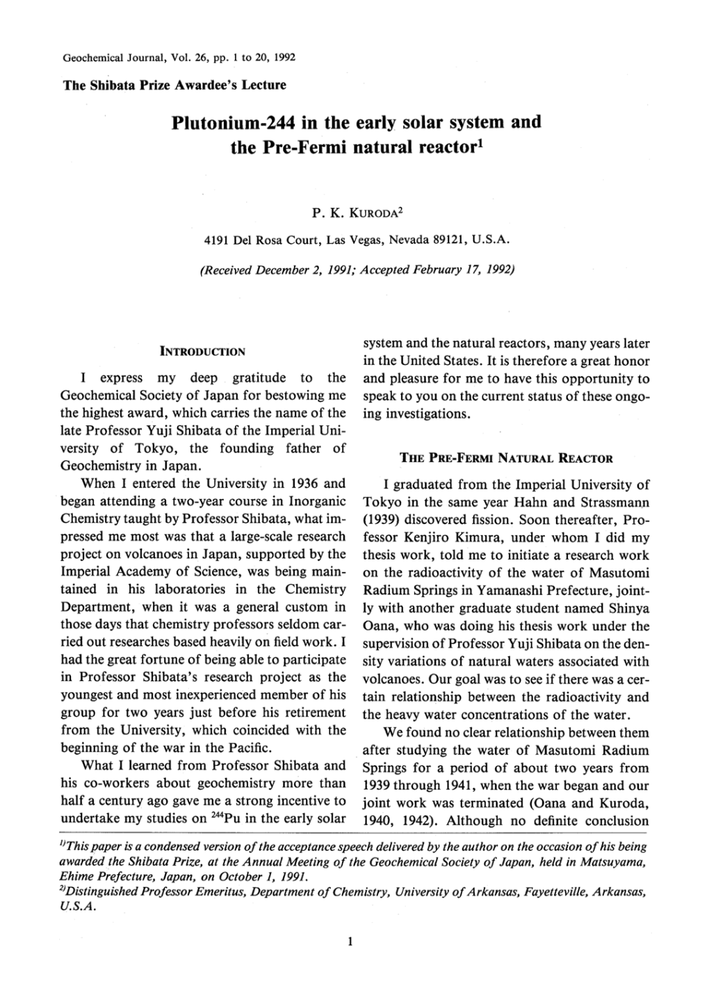 Plutonium-244 in the the Pre-Fermi Early Solar System and Natural