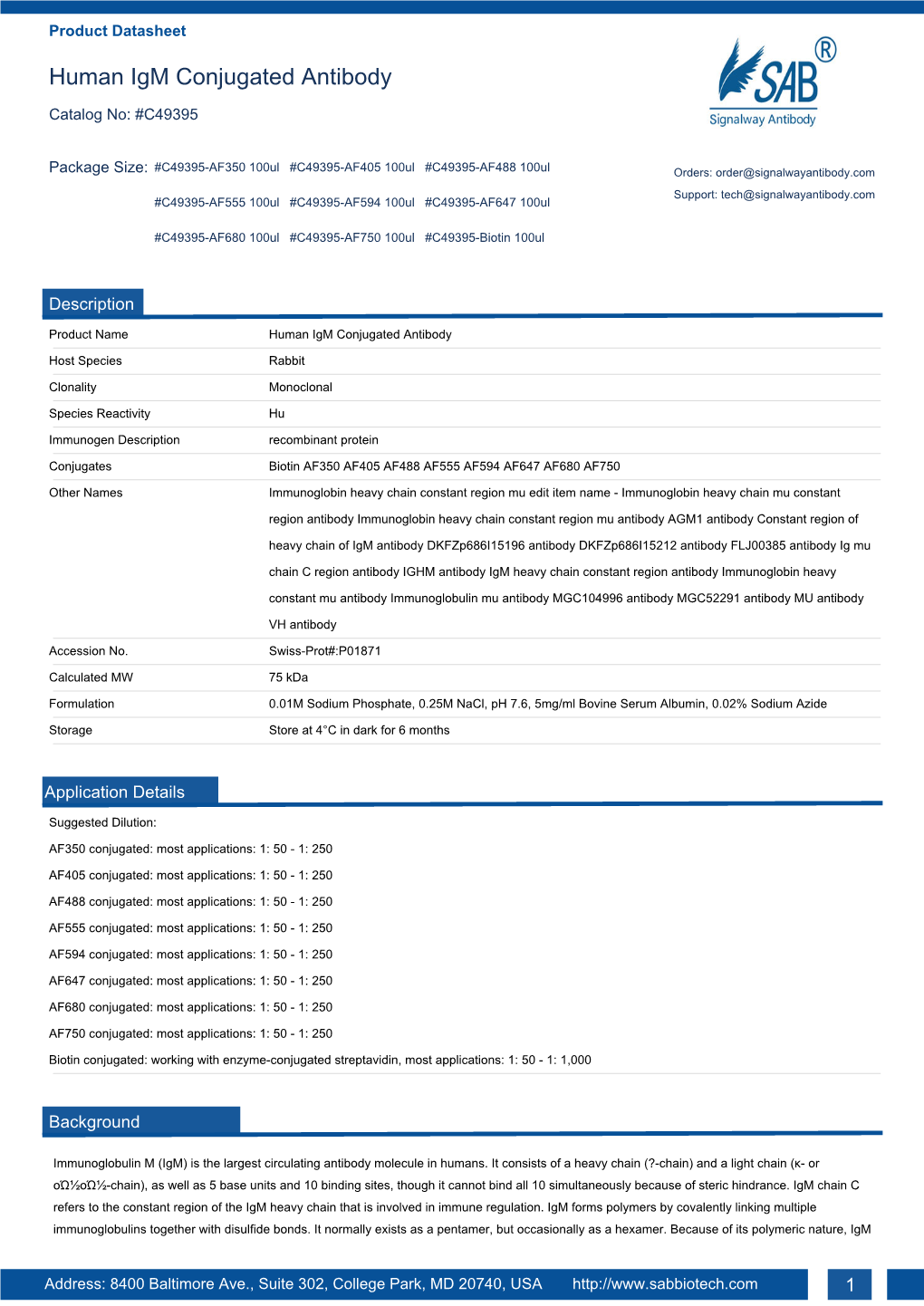 Human Igm Conjugated Antibody