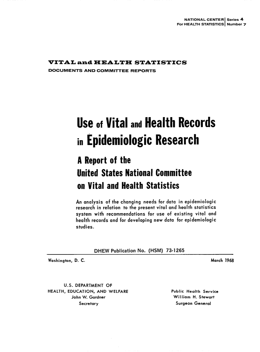 Vital and Health Statistics; Series 4, No. 7 (3/68)