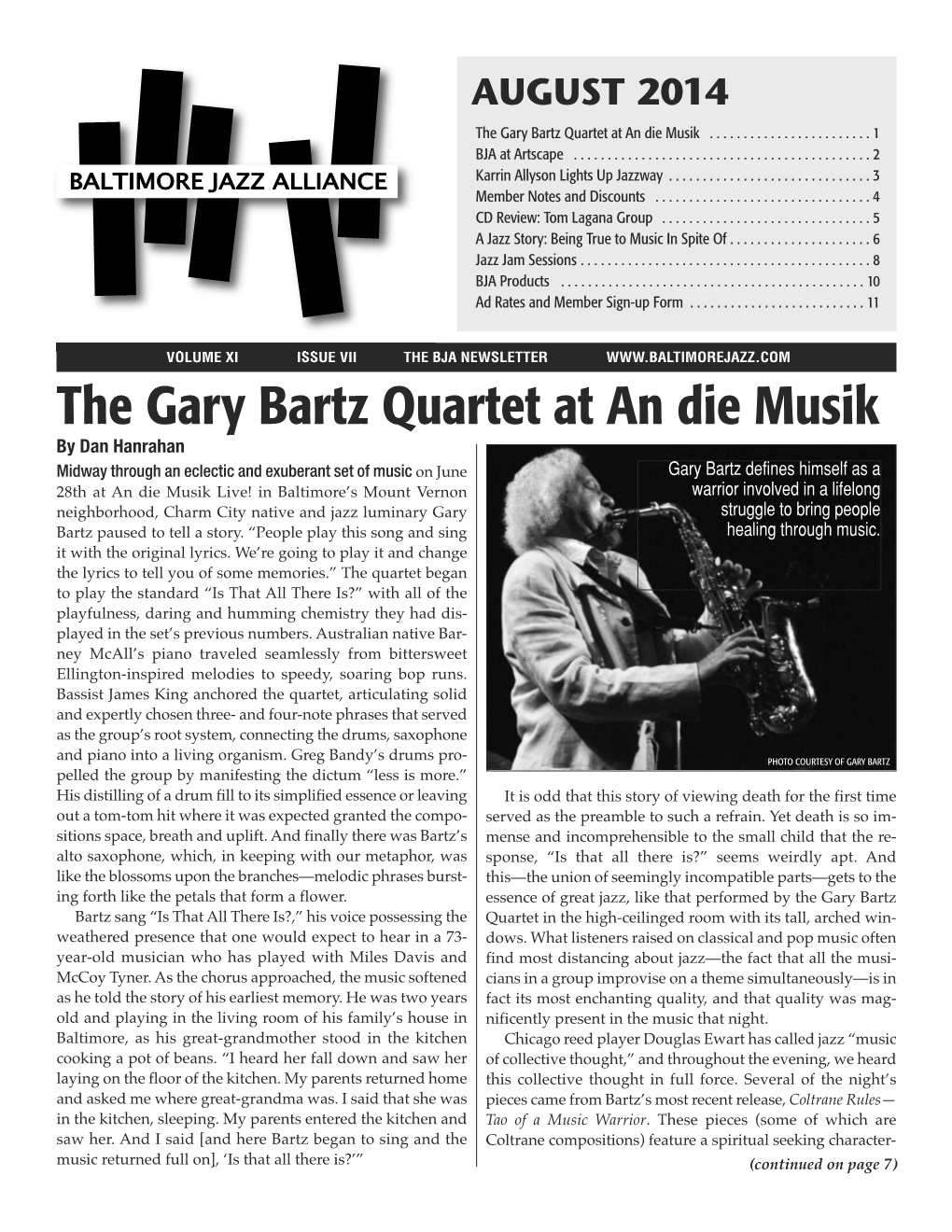 The Gary Bartz Quartet at an Die Musik