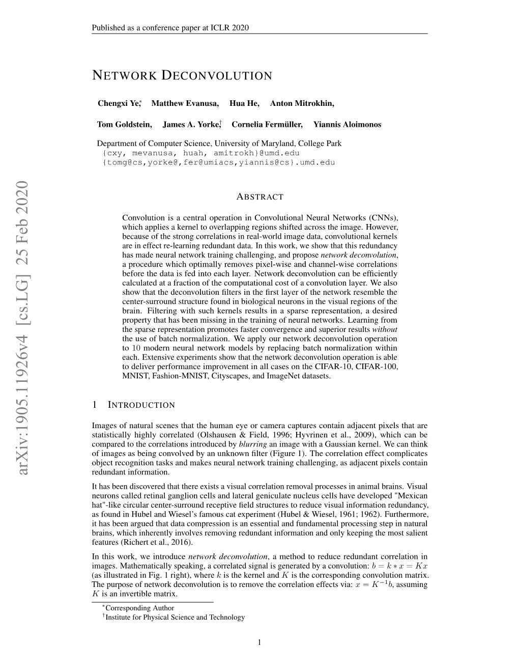 Network Deconvolution