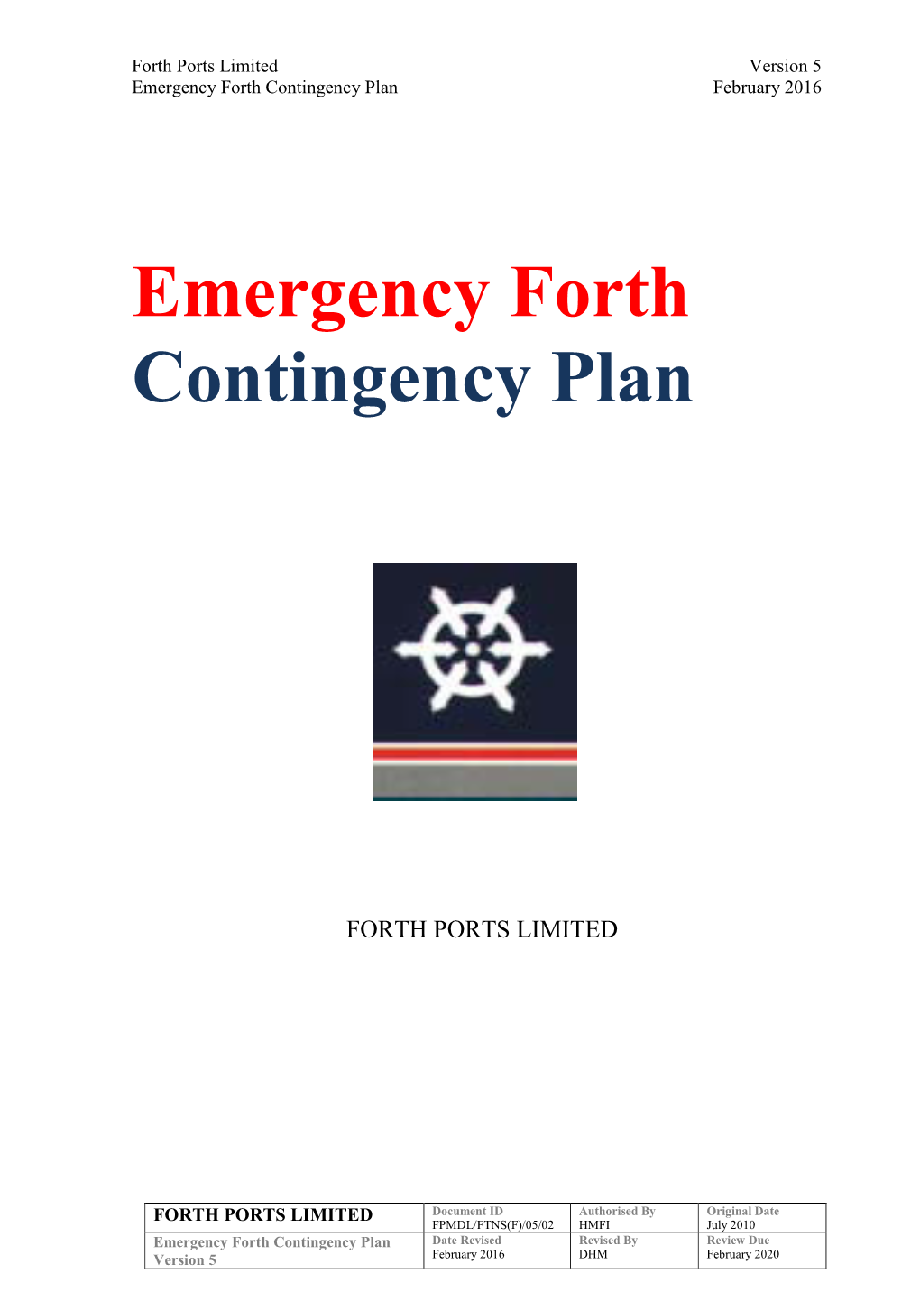 Emergency Forth Contingency Plan February 2016