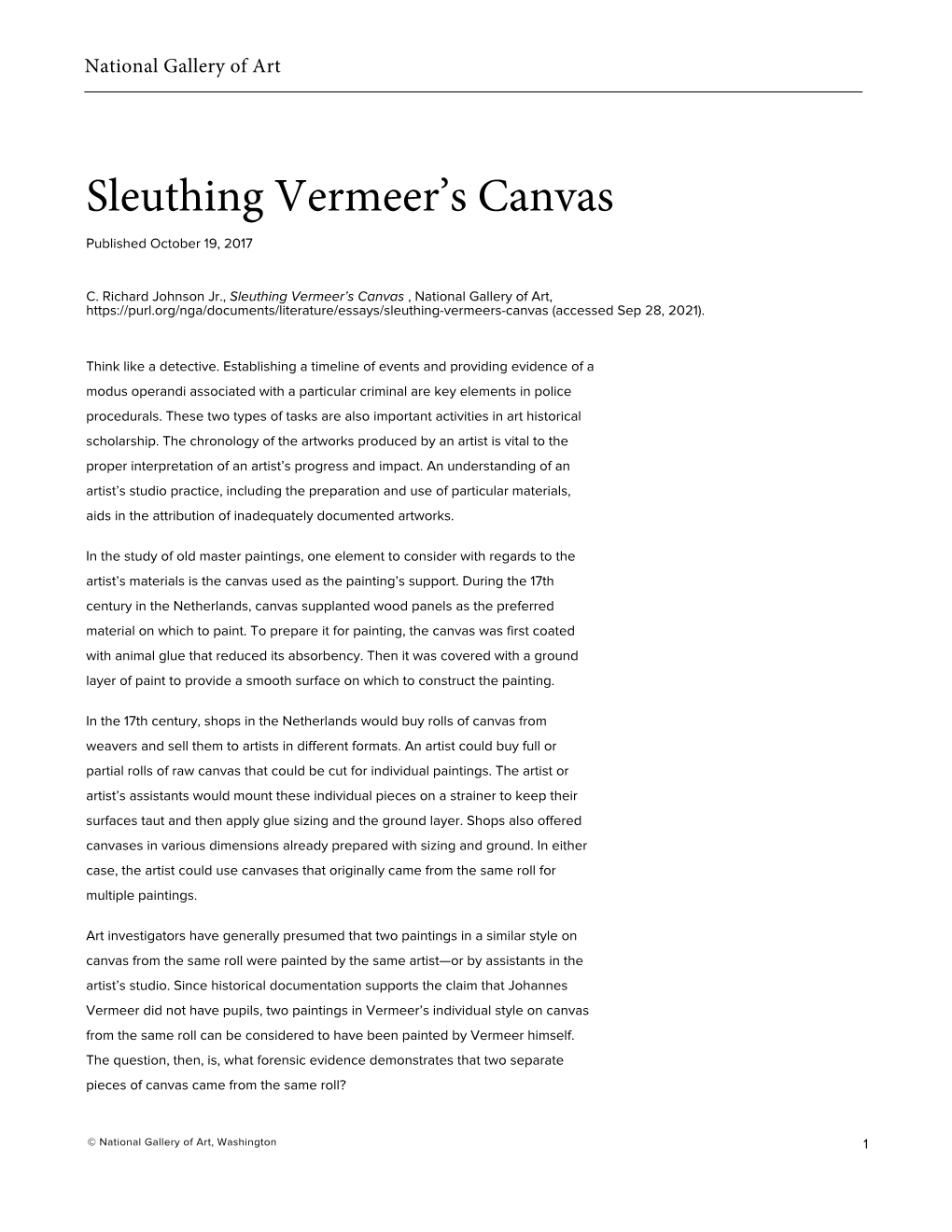 Sleuthing Vermeer's Canvas