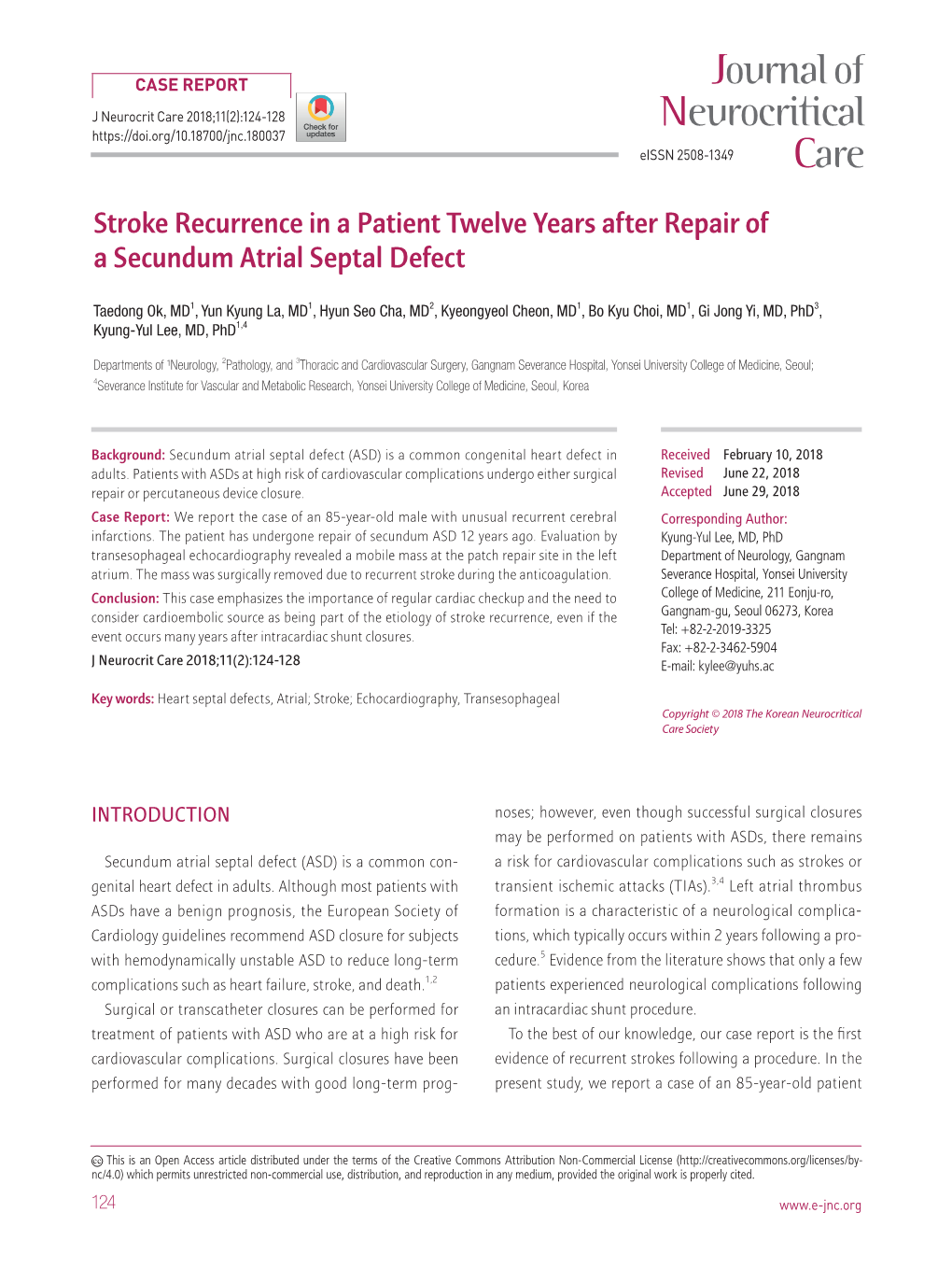 Stroke Recurrence in a Patient Twelve Years After Repair of a Secundum Atrial Septal Defect