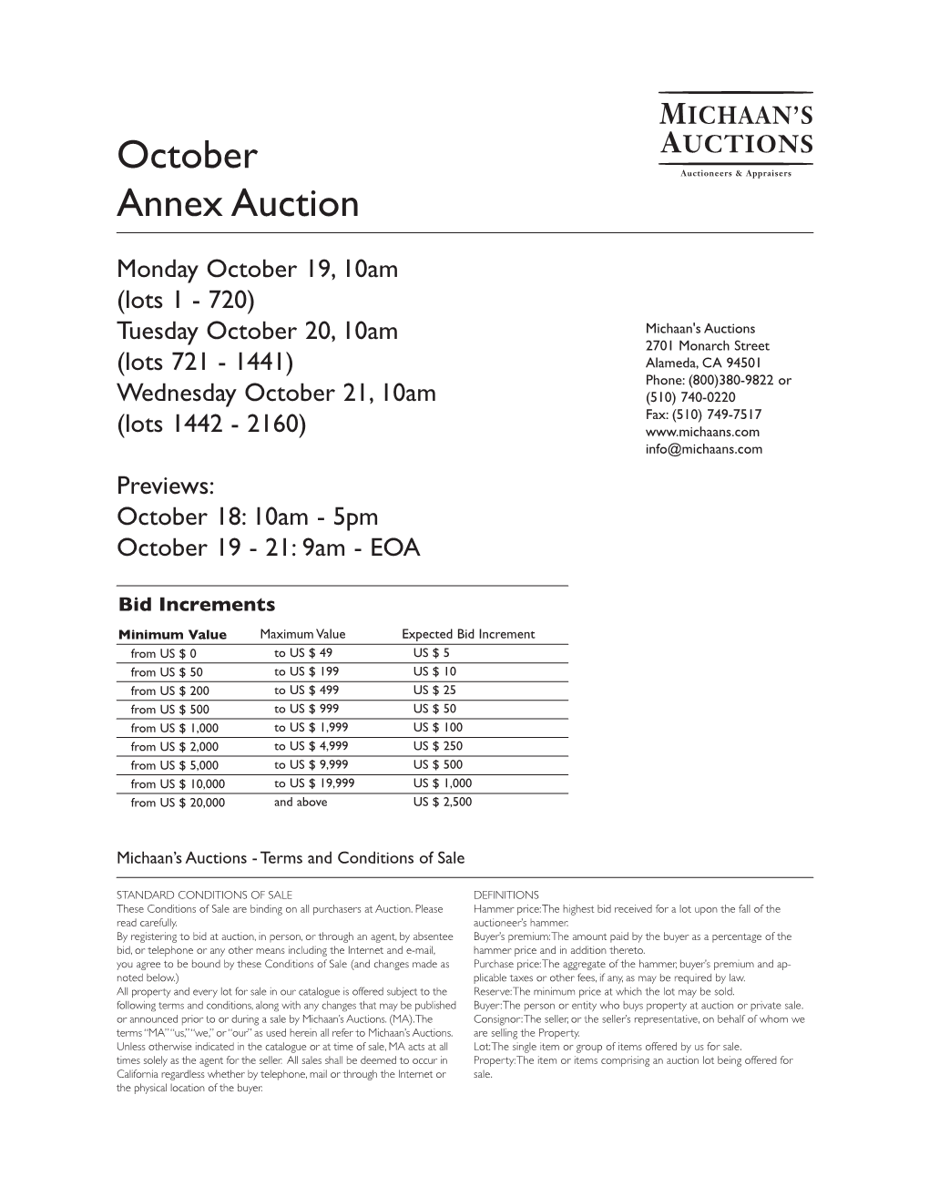 October Annex Auction