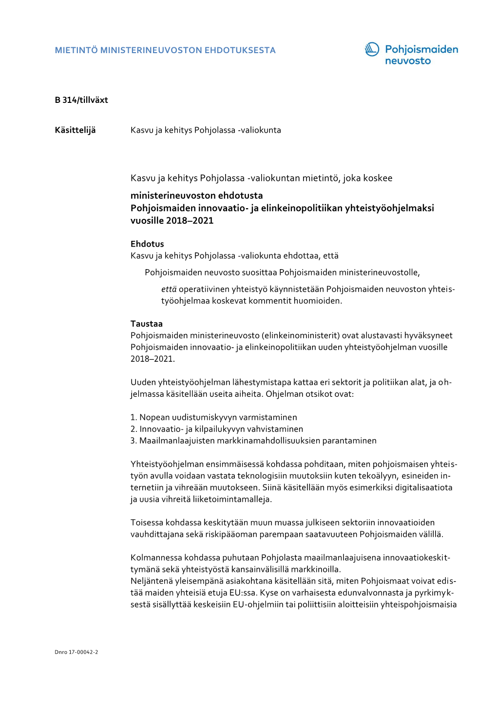 Betänkande Över Ministerrådsförslag Om Nordisk Samarbejdsprogram For