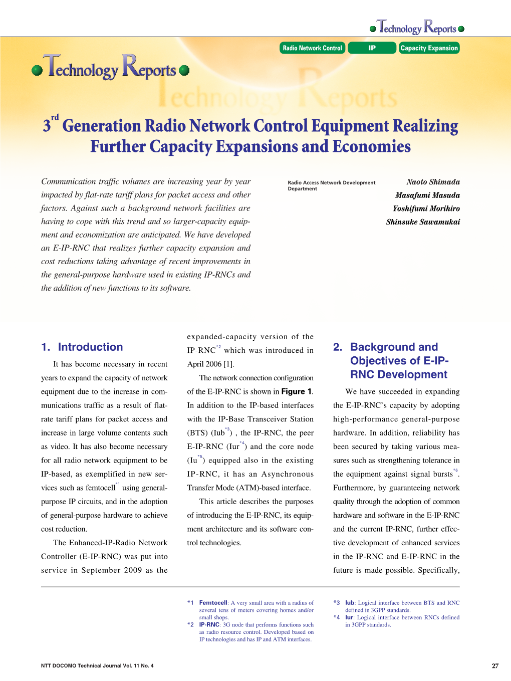 3Rd Generation Radio Network Control Equipment Realizing Further Capacity Expansions and Economies