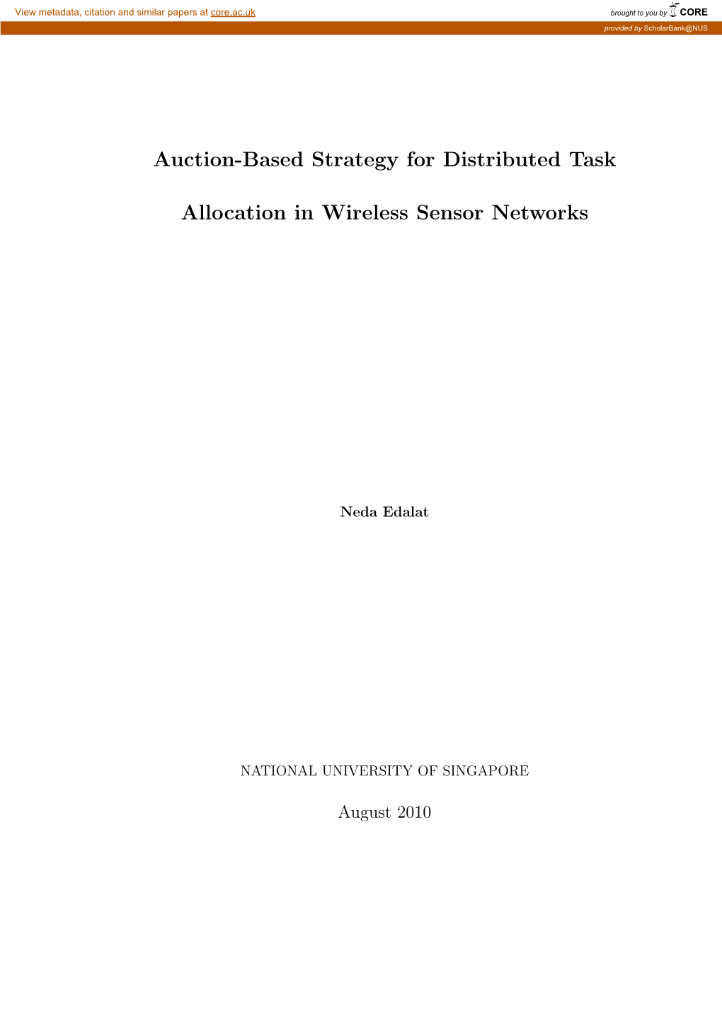 Auction-Based Strategy for Distributed Task Allocation in Wireless Sensor Networks