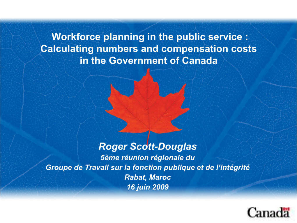 Workforce Planning in the Public Service : Calculating Numbers and Compensation Costs in the Government of Canada