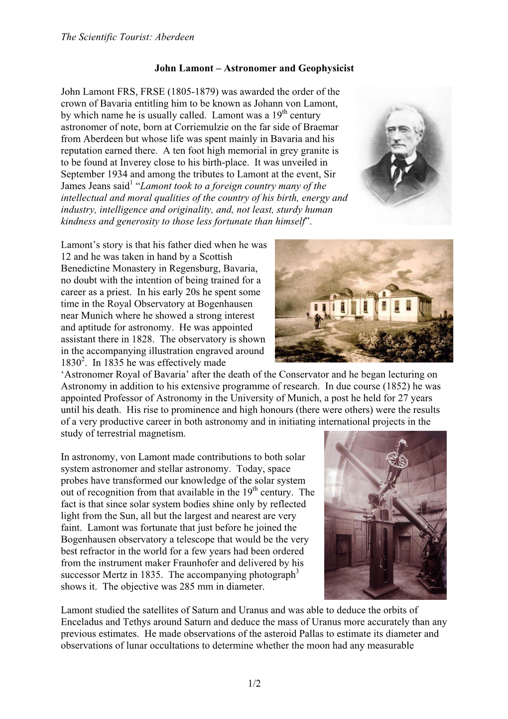 Astronomer and Geophysicist John Lamont FRS, FRSE (1805-1879)