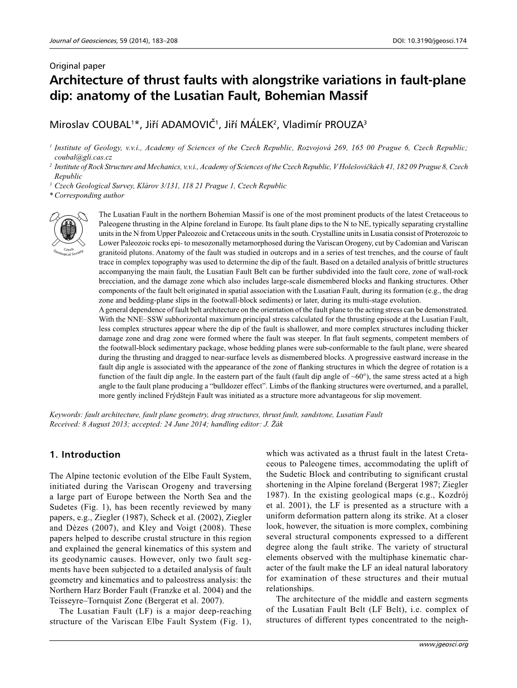 Architecture of Thrust Faults with Alongstrike Variations in Fault-Plane Dip: Anatomy of the Lusatian Fault, Bohemian Massif