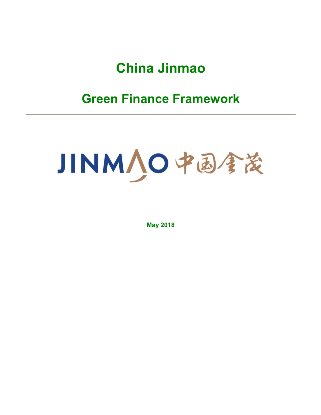 China Jinmao Green Finance Framework