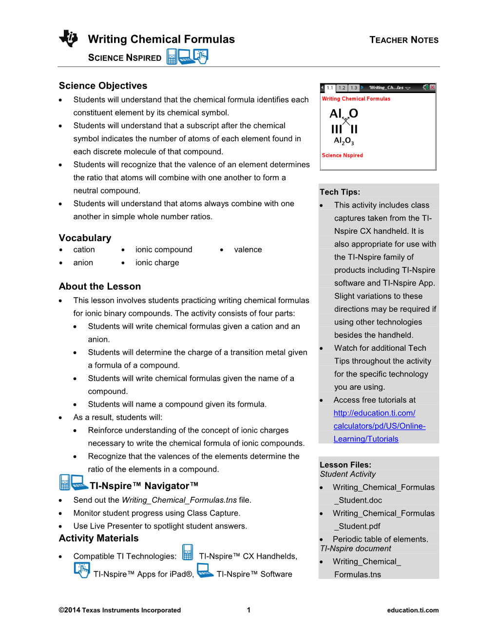 Teacher Notes Science Nspired