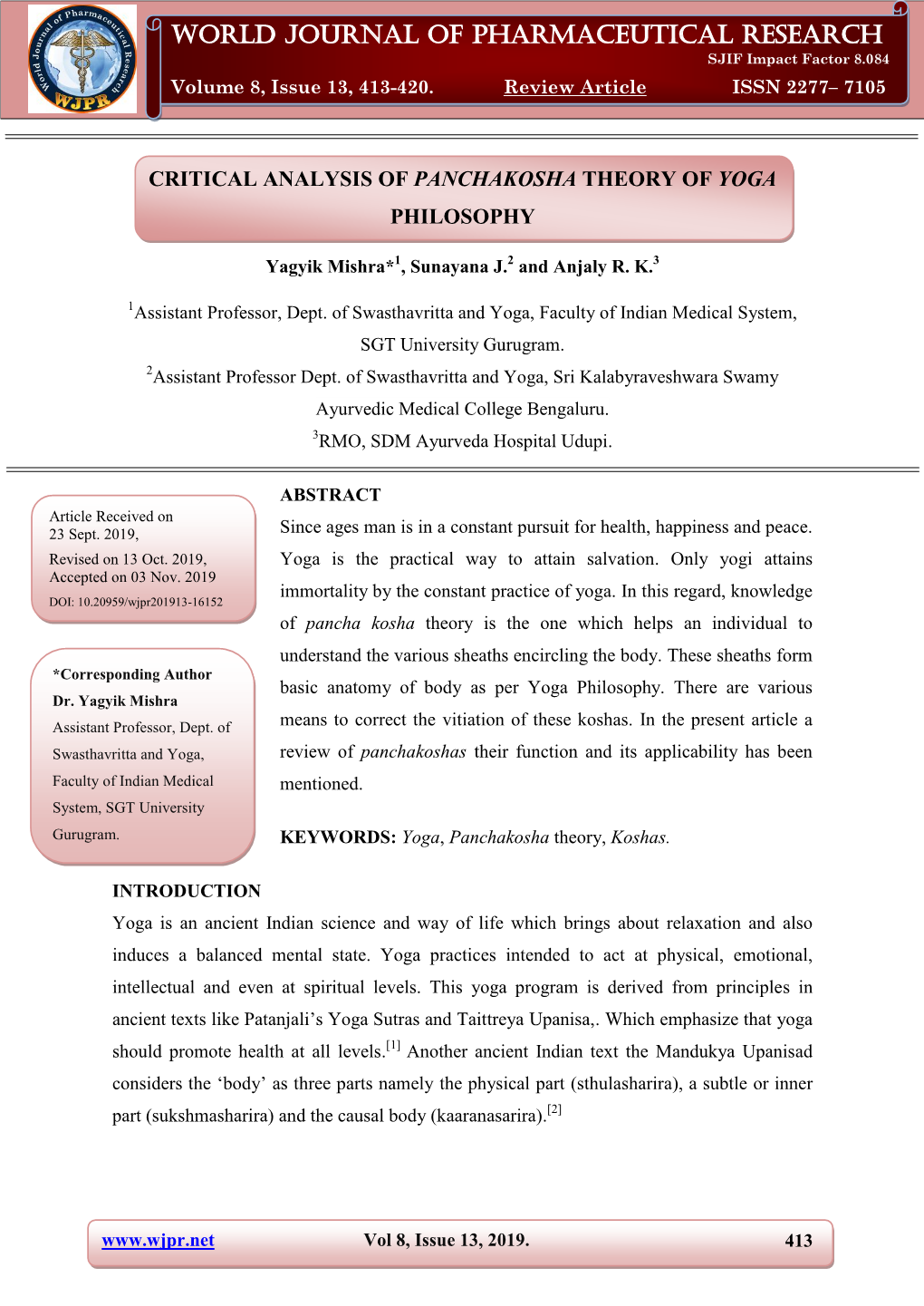 World Journal of Pharmaceutical Research SJIF Impact Factor 8.084 Mishra Et Al