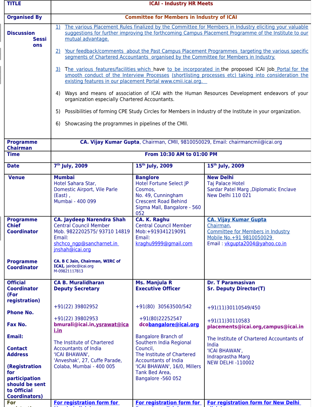 ICAI - Industry HR Meets