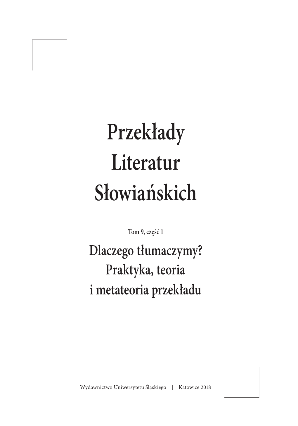 Przekłady Literatur Słowiańskich