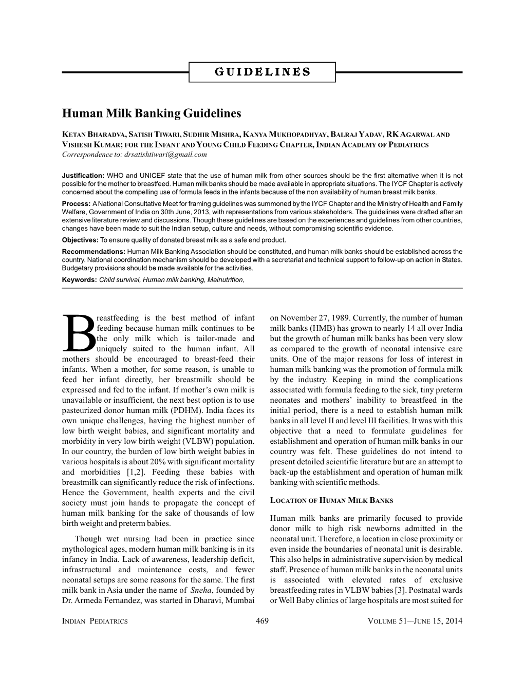 Human Milk Banking Guidelines