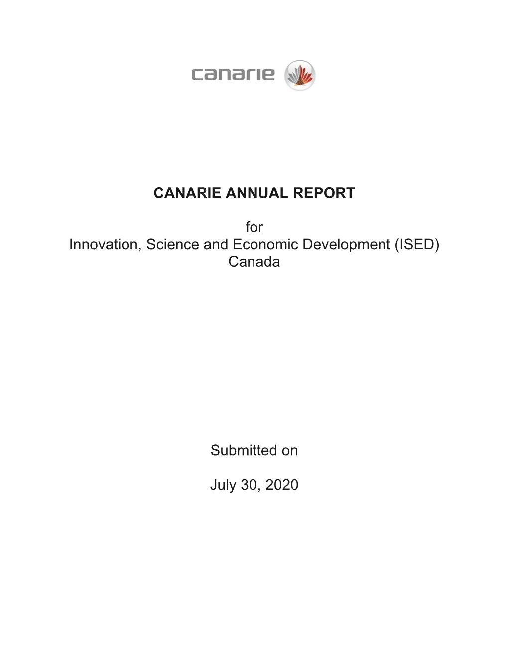 CANARIE ANNUAL REPORT for Innovation, Science and Economic