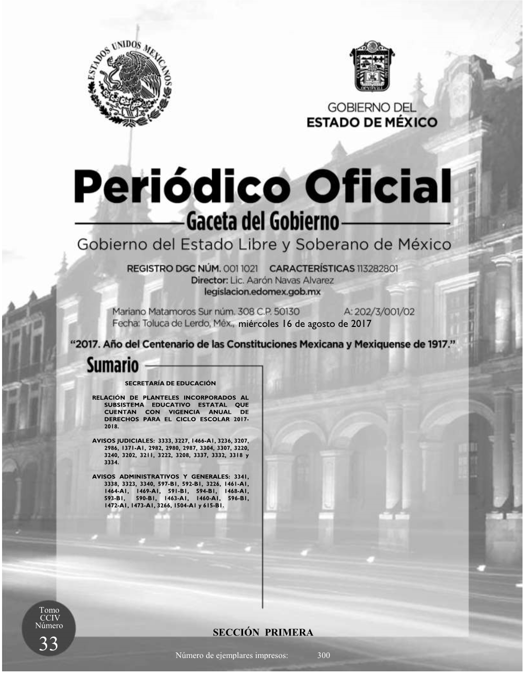 Periódico Oficial Del Gobierno Del Estado Libre Y Soberano De México