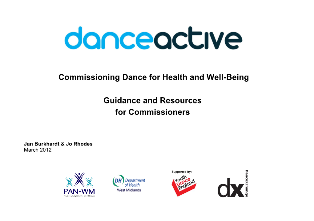 Commissioning Dance for Health and Well-Being Guidance And