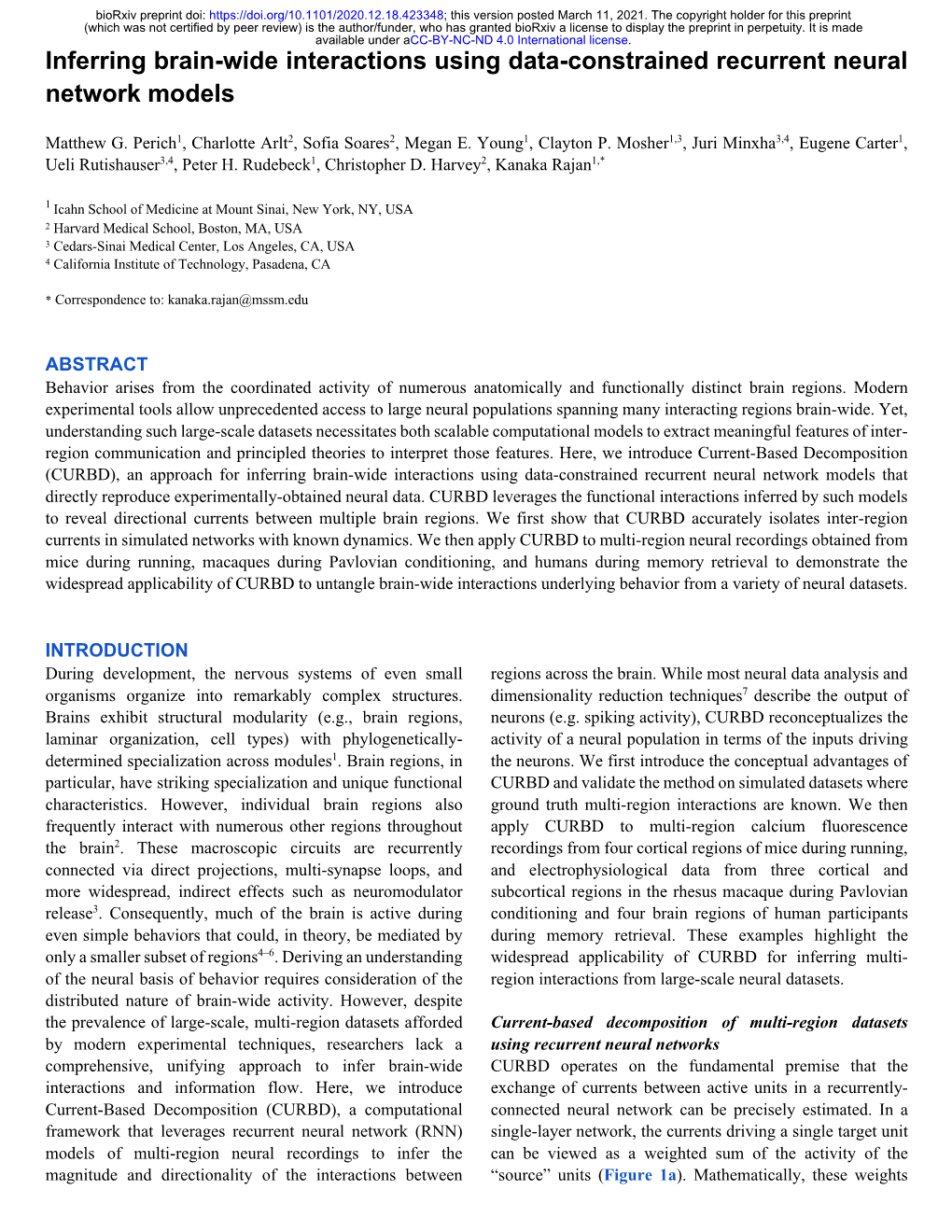 Inferring Brain-Wide Interactions Using Data-Constrained Recurrent Neural Network Models