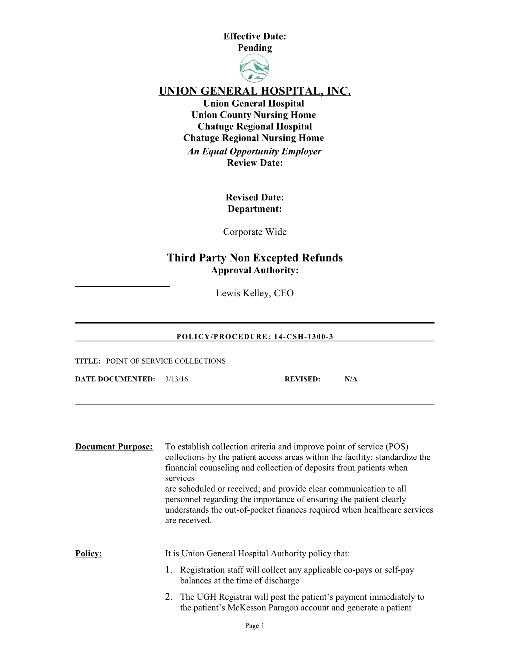 Revenue Cycle Policy/Procedure s1