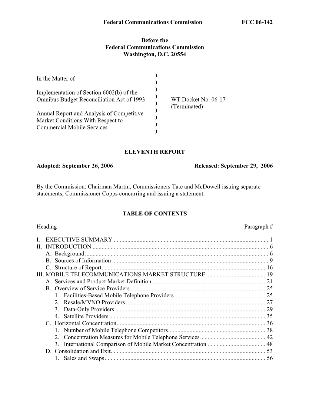 Federal Communications Commission FCC 06-142 Before the Federal