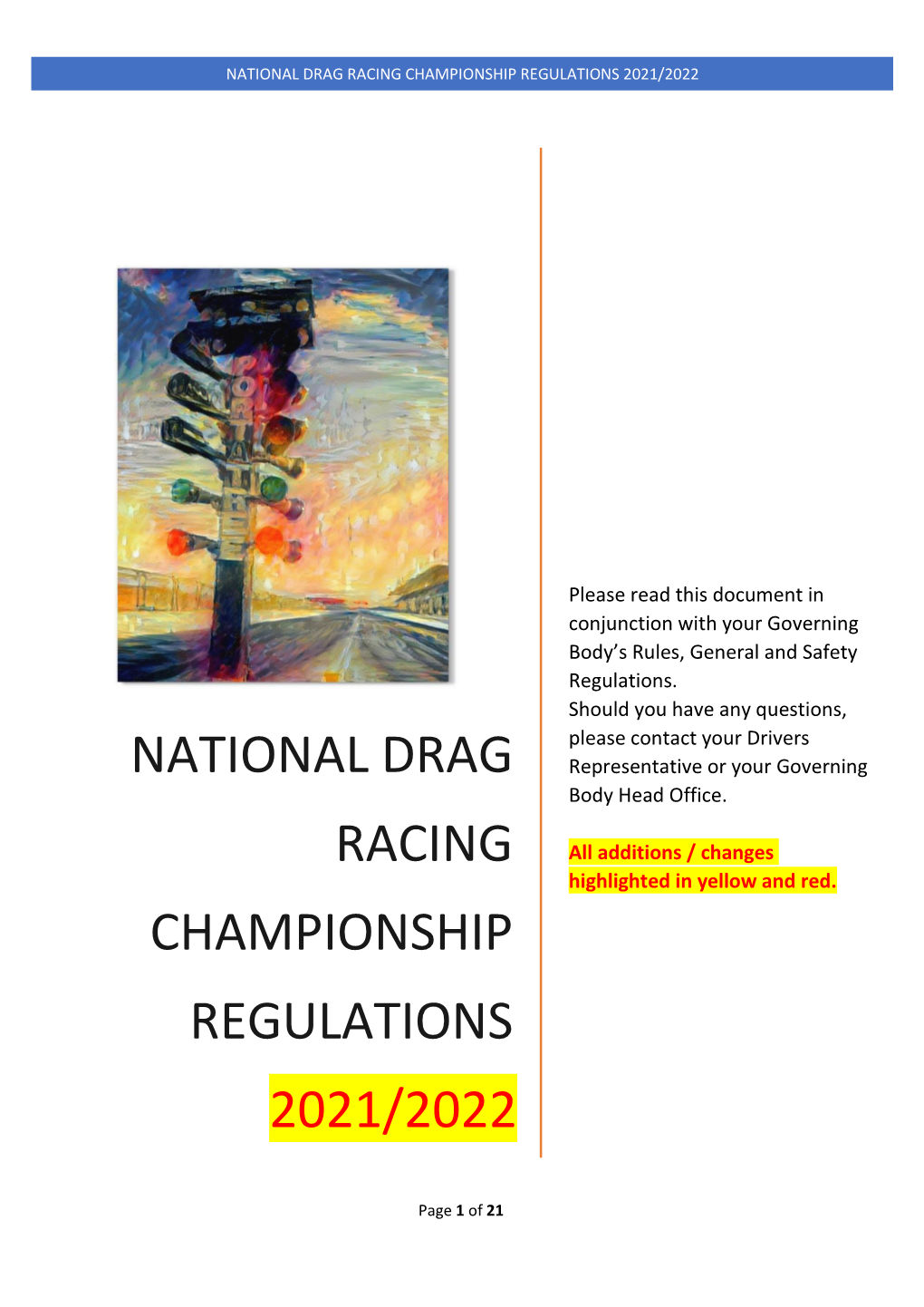National Drag Racing Championship Regulations 2019-2020