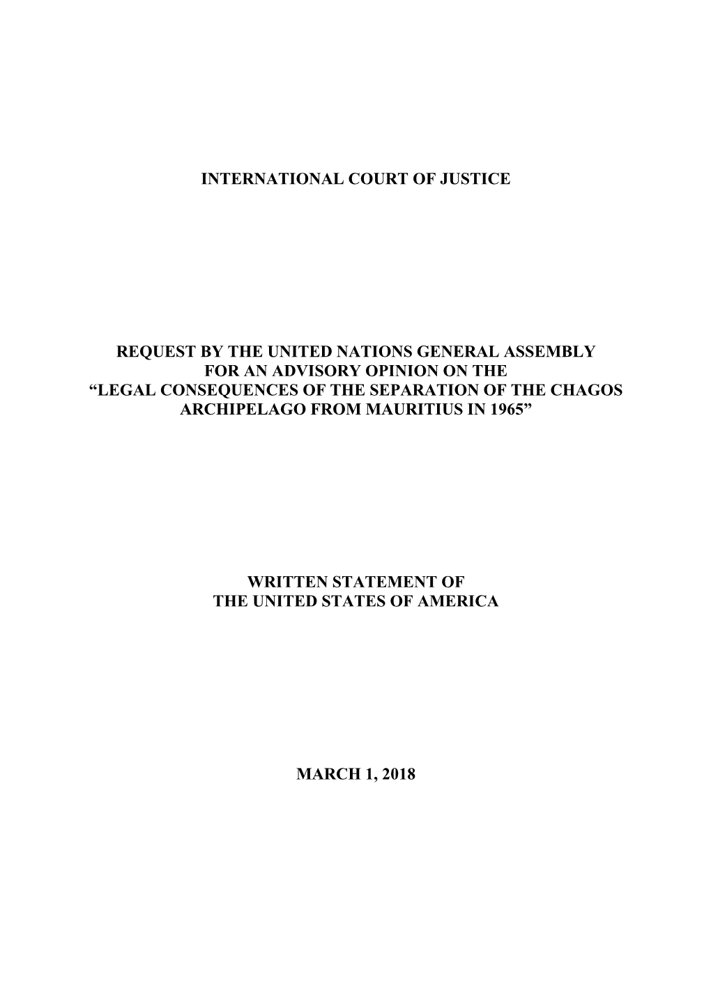 International Court of Justice Request By