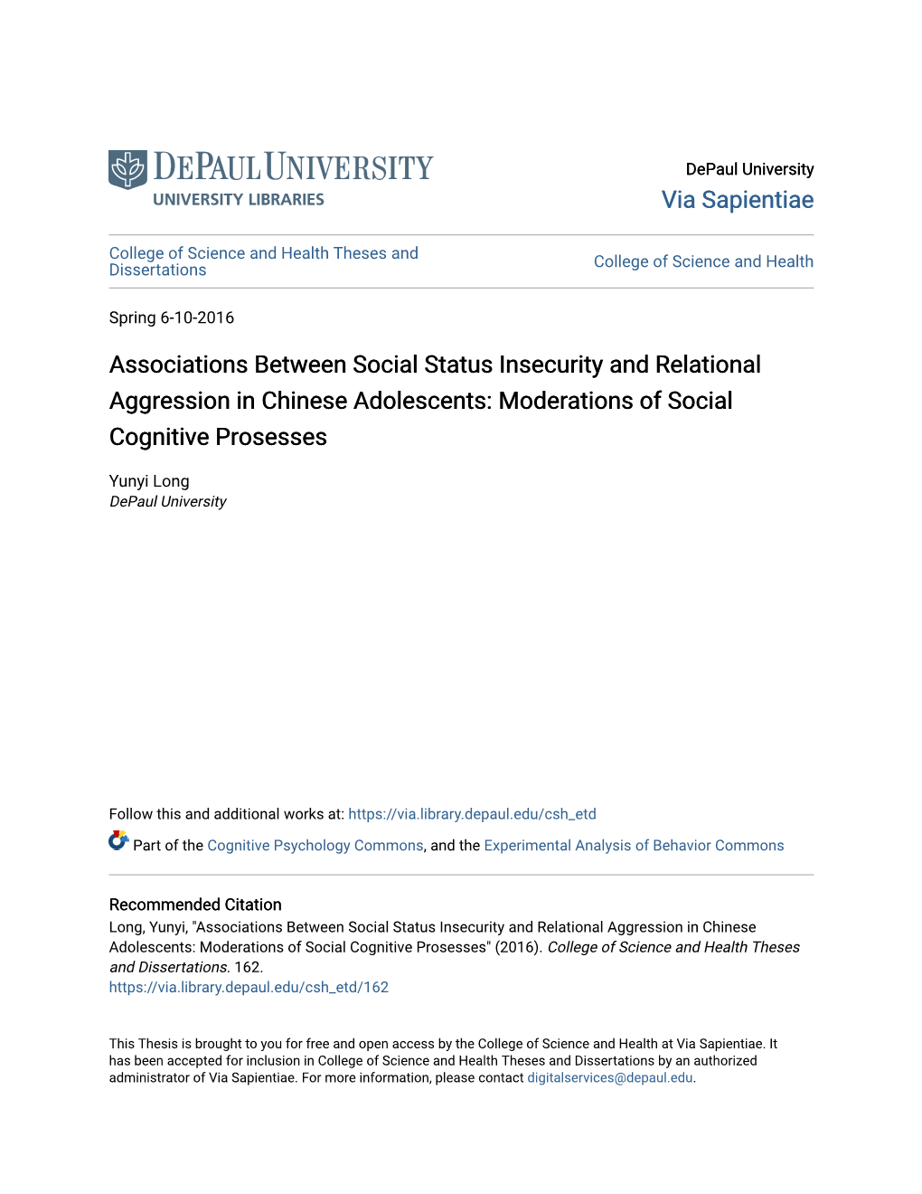 Relational Aggression and Social Status Insecurity
