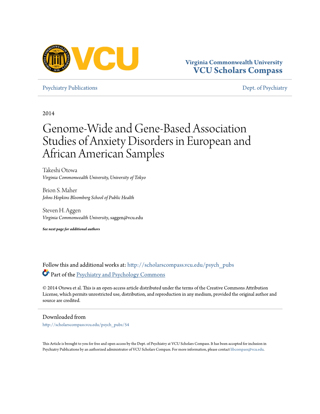 Genome-Wide and Gene-Based Association Studies of Anxiety