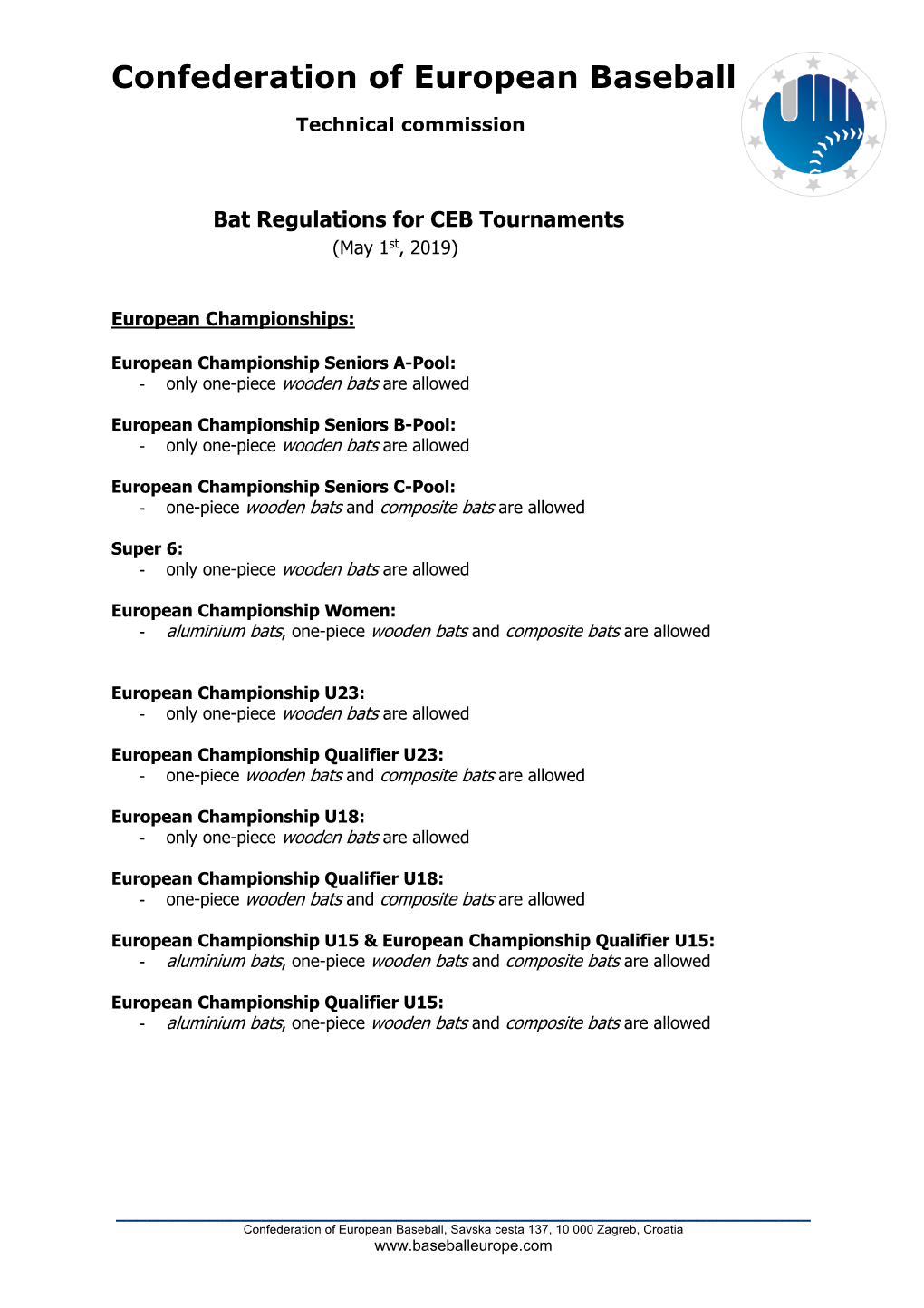 CEB Bat Regulations