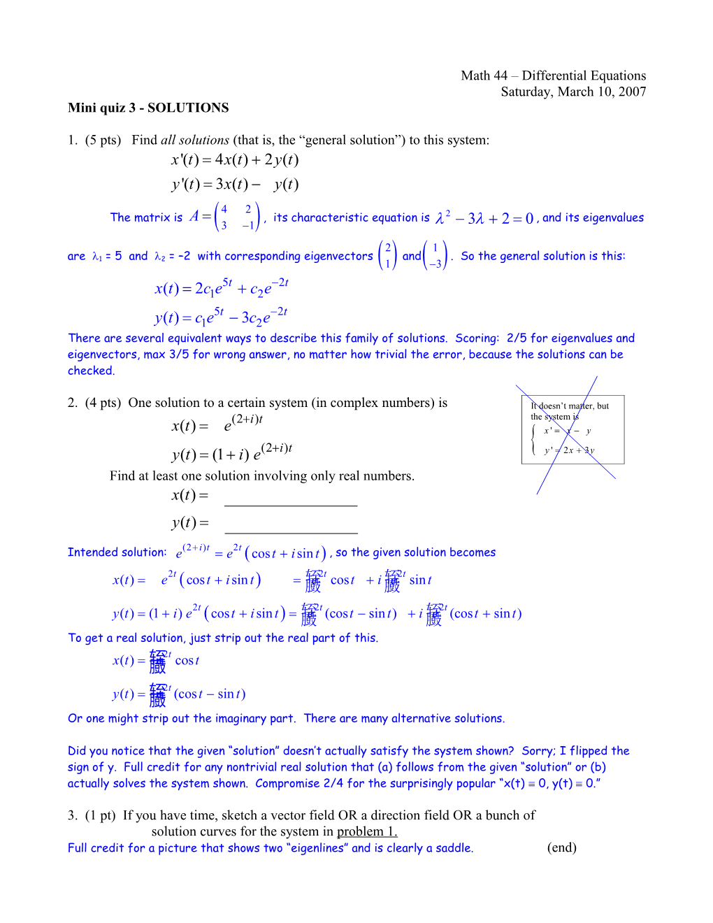 Mini Quiz 3 - SOLUTIONS