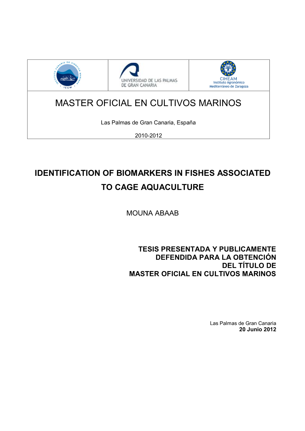 Idetification of Biomarkers in Fishes Associated To