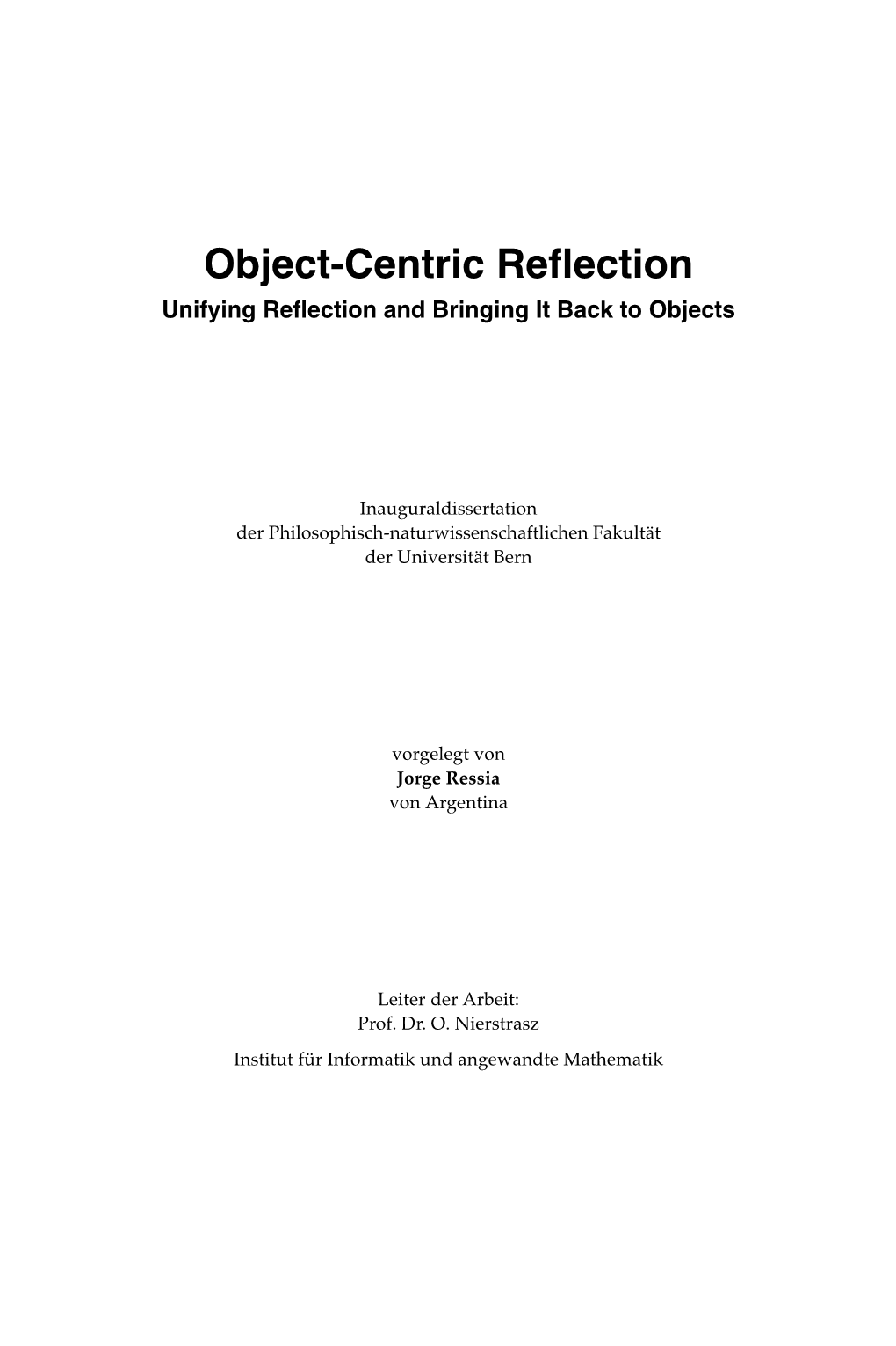 Object-Centric Reflection