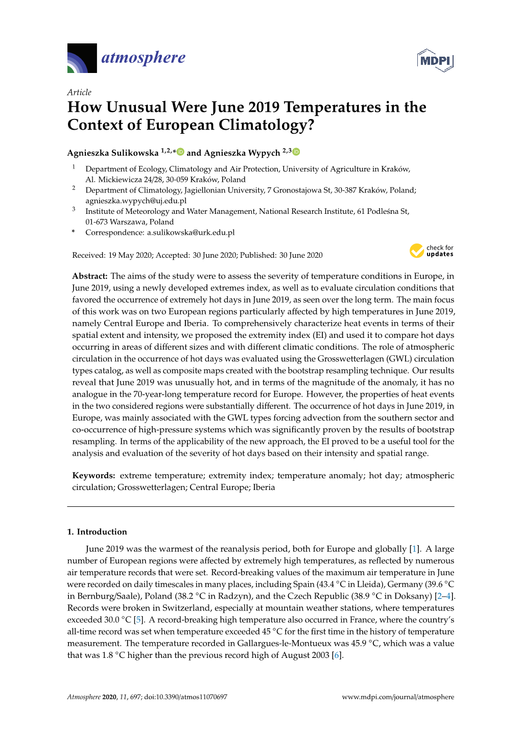 How Unusual Were June 2019 Temperatures in the Context of European Climatology?