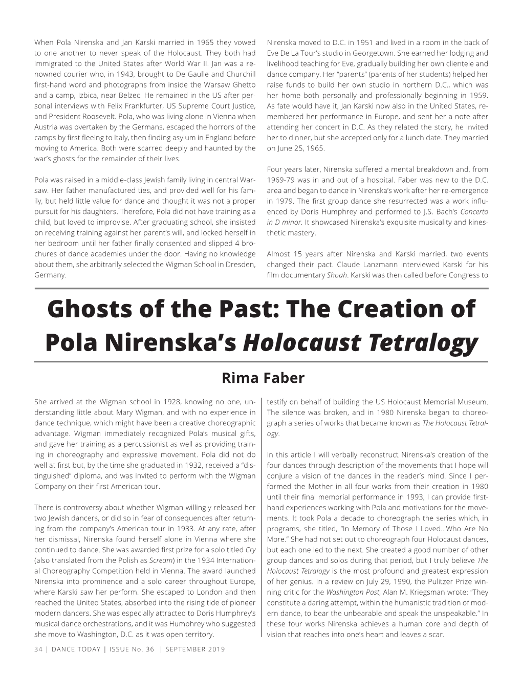 Ghosts of the Past: the Creation of Pola Nirenska's Holocaust Tetralogy