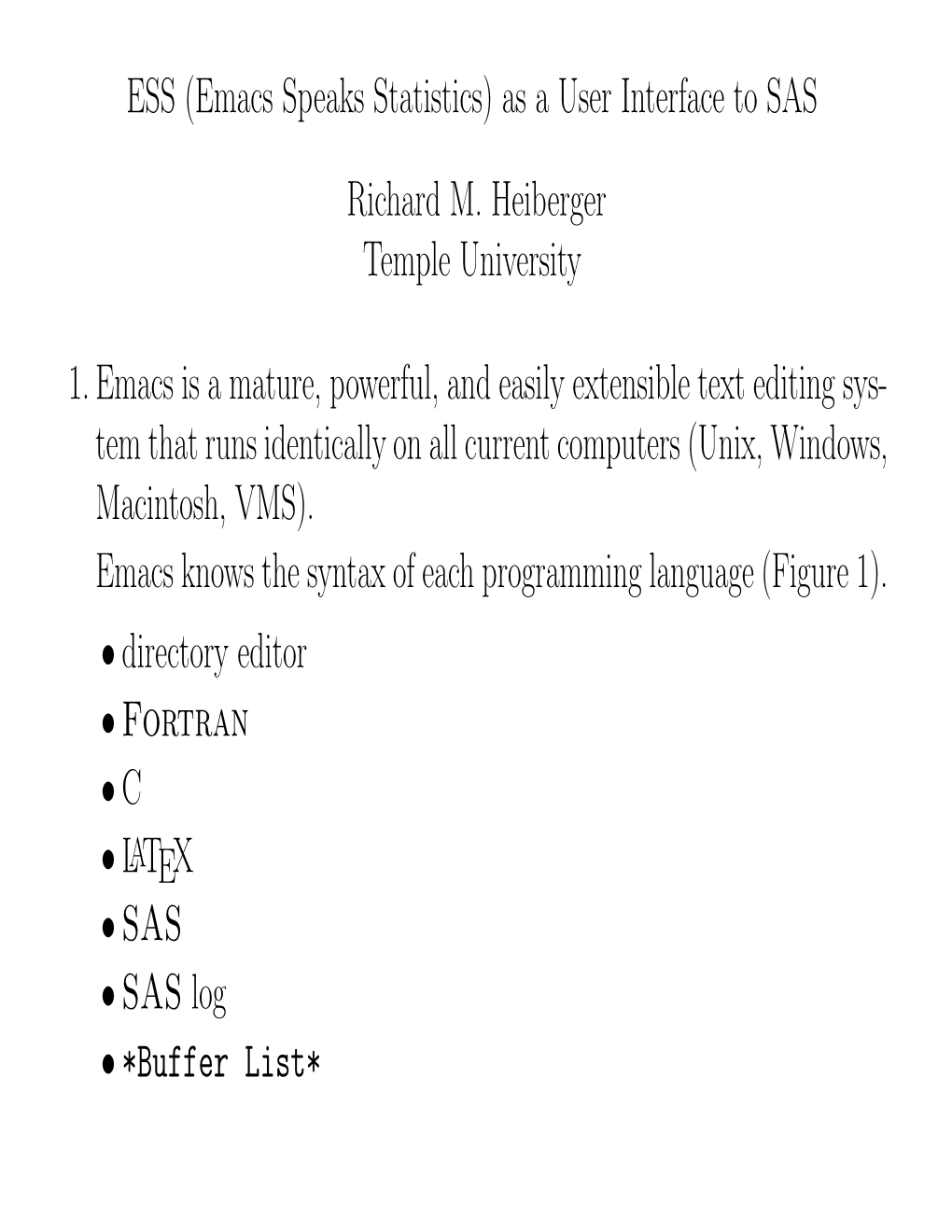 ESS (Emacs Speaks Statistics) As a User Interface to SAS