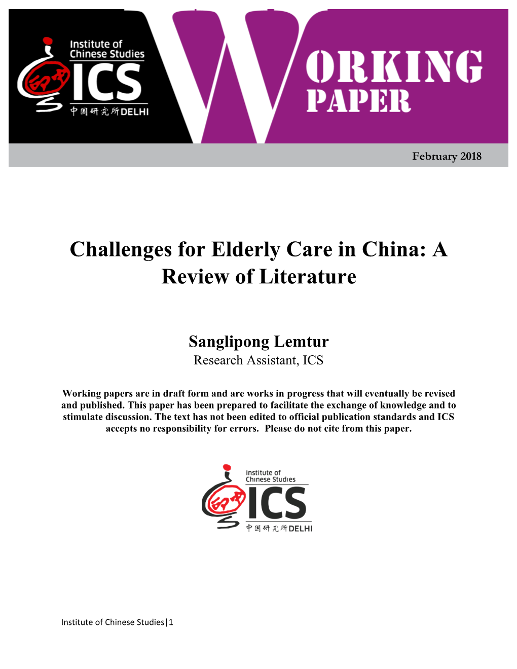 Challenges for Elderly Care in China: a Review of Literature