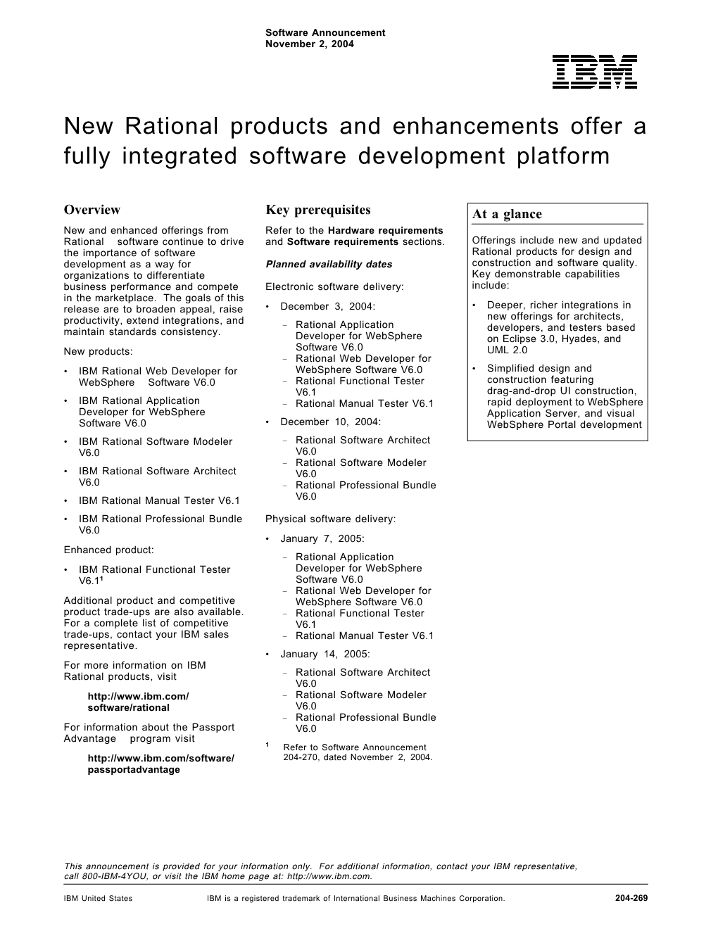 New Rational Products and Enhancements Offer a Fully Integrated Software Development Platform