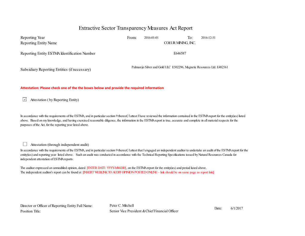 Extractive Sector Transparency Measures Act Report