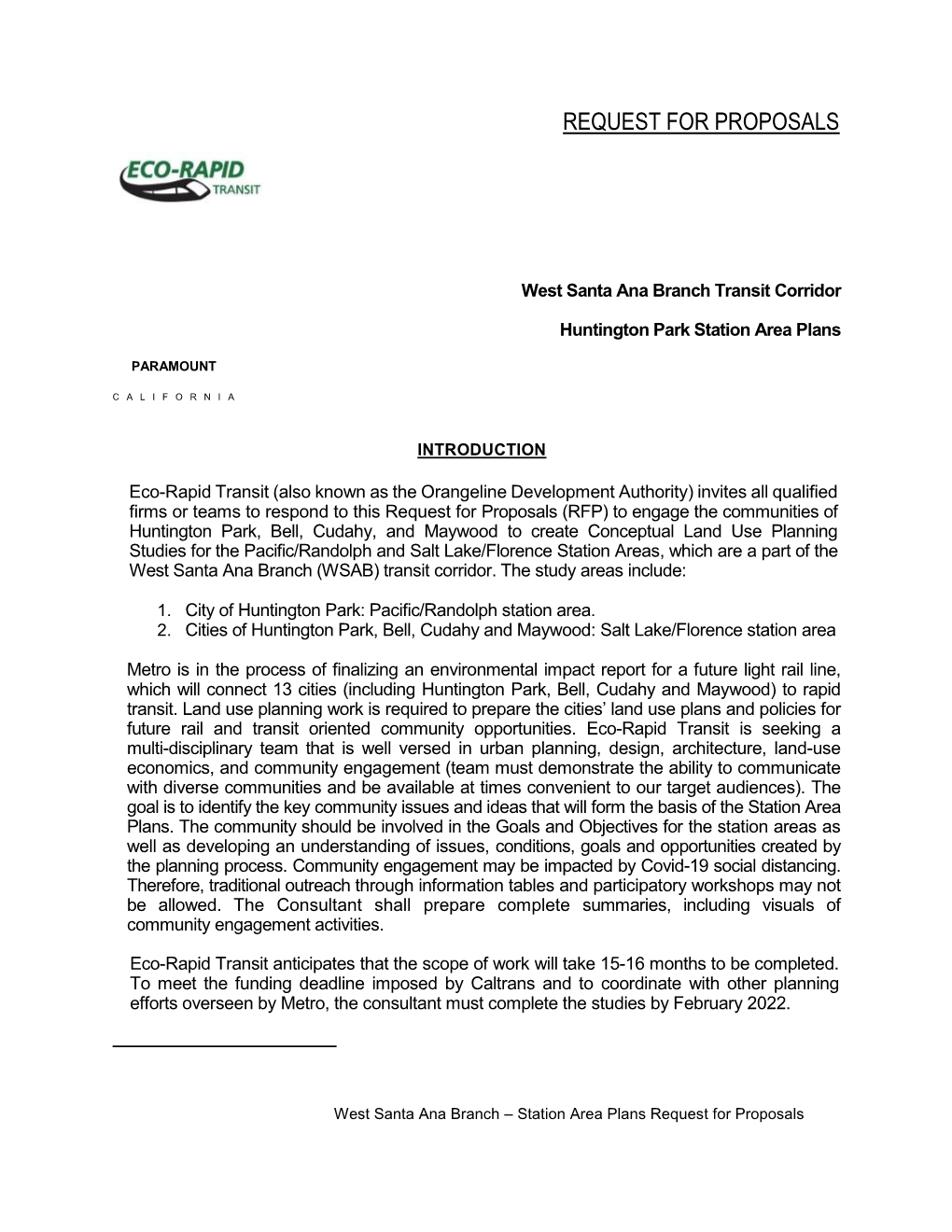 West Santa Ana Branch Transit Corridor Huntington Park Station Area Plan