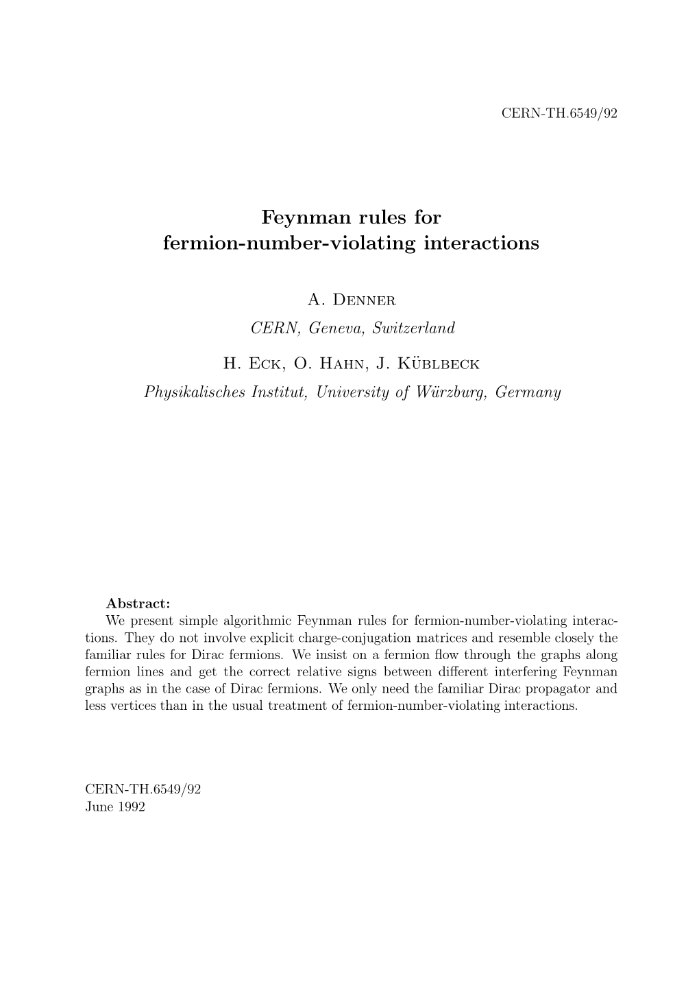 Feynman Rules for Fermion-Number-Violating Interactions