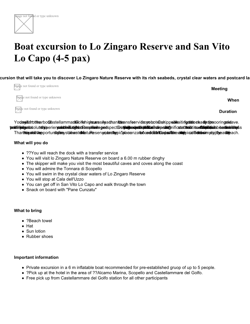 Boat Excursion to Lo Zingaro Reserve and San Vito Lo Capo (4-5 Pax)