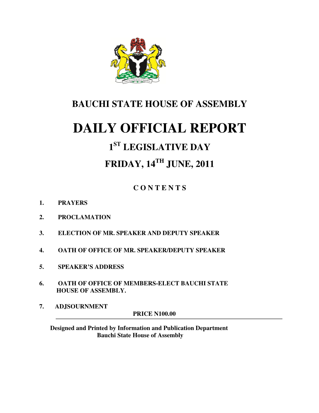 Daily Official Report